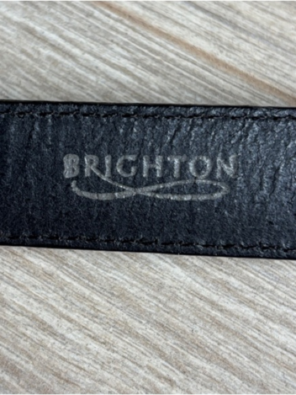 VTG 1995 Brighton Black Leather Belt with Silver Decorative Buckle - Picture 2 of 8